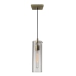 Adesso Dalton Hanging Pendant, 4-1/4inW, Clear Shade/Antique Brass Base