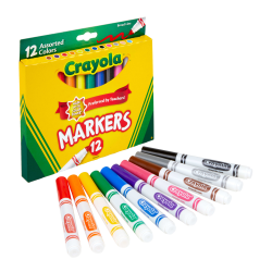 Sargent Art Washable Markers, Broad Tip, Assorted Colors, Box Of 8