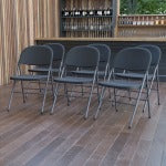 Flash Furniture HERCULES Plastic Folding Chairs, Black/Charcoal, Pack Of 6 Chairs