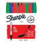 Sharpie Permanent Fine-Point Markers, Assorted Colors, Pack Of 36