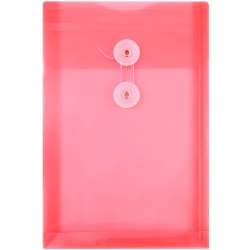 JAM Paper Open-End Plastic Envelopes, 6 1/4in x 9 1/4in, Red, Pack Of 12