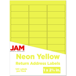 JAM Paper Mailing Address Labels, Rectangle, 1in x 2 5/8in, Neon Yellow, Pack Of 120