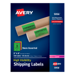 Avery High-Visibility Permanent Shipping Labels, 5956, 2in x 4in, Assorted Colors, Pack Of 500