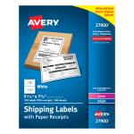 Avery Shipping Labels With Paper Receipts, 27900, 5 1/16in x 7 5/8in, White, Pack Of 100