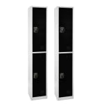 Alpine 2-Tier Steel Lockers, 72inH x 15inW x 15inD, Black, Set Of 2 Lockers