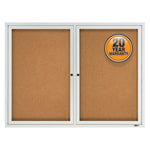 Quartet Enclosed Outdoor 2-Door Bulletin Board, 36in x 48in, Aluminum Frame With Silver Finish