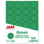 JAM Paper Circle Label Sticker Seals, 1 2/3in, Green, Pack Of 120