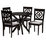 Baxton Studio Sadie Dining Set, 29-15/16inH x 35-7/16inW x 35-7/16inD, Gray/Dark Brown