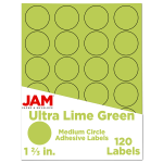 JAM Paper Circle Label Sticker Seals, 1 2/3in, Lime Green, Pack Of 120