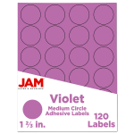 JAM Paper Circle Label Sticker Seals, 1 2/3in, Purple, Pack Of 120