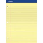 Ampad Perforated 3 Hole Punched Ruled Double Sheet Pad, Wide/Legal Rule, 100 Sheets, 8 1/2in x 11in, Canary Yellow