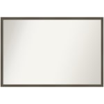 Amanti Art Non-Beveled Rectangle Wood Framed Bathroom Wall Mirror, 25-1/2in x 37-1/2in, Svelte Clay Gray