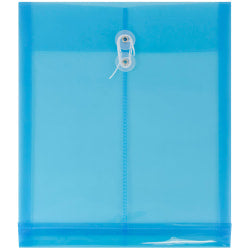 JAM Paper Open-End Plastic Envelopes, Letter-Size, 9 3/4in x 11 3/4in, Blue, Pack Of 12