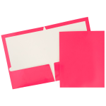 JAM Paper Glossy 2-Pocket Presentation Folders, Hot Pink, Pack Of 6