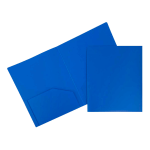 JAM Paper Heavy-Duty 2-Pocket Plastic Presentation Folders, 9in x 12in, Blue, Pack Of 6