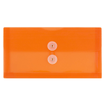 JAM Paper Booklet Plastic Envelopes, #10, Button & String Closure, Orange, Pack Of 12