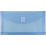 JAM Paper Plastic Booklet Envelopes, #10, Hook-And-Loop Closure, Blue, Pack Of 12