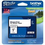 Brother TZe-251 Black-On-White Tape, 1in x 26.2ft