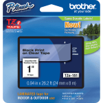 Brother TZe-151 Black-On-Clear Tape, 1in x 26ft