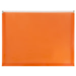 JAM Paper #10 Plastic Envelopes, Zipper Closure, Orange, Pack Of 12