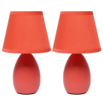 Creekwood Home Nauru Petite Ceramic Oblong Table Lamps, 9-1/2inH, Orange Shades/Orange Bases, Set Of 2