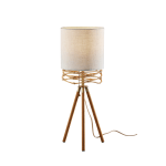 Adesso Melanie Table Lamp, 25inH, White Shade/Natural/Antique Brass Base