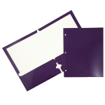 JAM Paper Glossy 3-Hole-Punched 2-Pocket Presentation Folders, Purple, Pack of 6