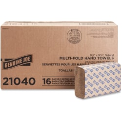 Genuine Joe Single-Fold 1-Ply Paper Towels, Natural, Pack Of 4000 Sheets