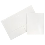 JAM Paper Glossy 3-Hole-Punched 2-Pocket Presentation Folders, White, Pack of 6