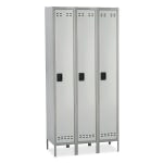 Safco Single-Tier Two-Tone 3-Column Locker With Legs, 78inH x 54inW x 12inD, Gray