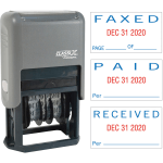 Xstamper Self-Inking Paid/Faxed/Received Dater - Message/Date Stamp - "PAID, FAXED, RECEIVED" - 0.93in Impression Width x 1.75in Impression Length - Blue, Red - Plastic - 1 Each