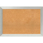 Amanti Art Cork Bulletin Board, 28in x 40in, Natural, Brushed Sterling Silver Wood Frame