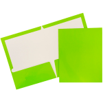 JAM Paper Glossy 2-Pocket Presentation Folders, Lime Green, Pack of 6