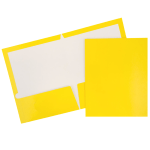 JAM Paper Glossy 2-Pocket Presentation Folders, Yellow, Pack of 6