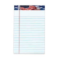 TOPS American Pride Writing Tablet, 8 1/2in x 11 3/4in, 16 Lb, Legal Rule, White, 50 Sheets Per Pad, Pack Of 12 Pads