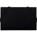 JAM Paper Plastic Business Card Case With Round Flap, 3 1/2in x 2 1/4in x 1/4in, Black