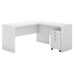 Bush Business Furniture Echo 60inW L-Shaped Corner Desk With Mobile File Cabinet, Pure White, Standard Delivery