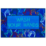 Carpets for Kids KID$Value Rugs Wash Your Hands Activity Rug, 4ft x 6ft , Blue