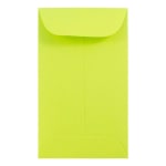 JAM Paper Coin Envelopes, #3, Gummed Seal, Lime Green, Pack Of 50 Envelopes