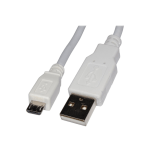 4XEM - Data / power cable - Micro-USB Type B male to USB male - 6 ft - white