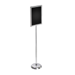 Azar Displays 2-Sided Slide-In Frame Sign Holder With Metal Pedestal Stand, 17in x 11in, Silver