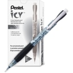 Pentel Icy Mechanical Pencils, #2 Lead, Fine Point, 0.5 mm, Black Barrel, Pack Of 12