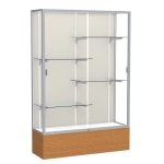 Waddell Reliant 4-Shelf Floor Display Case, 72inH x 48inW x 16inD, Caramel Oak Base/Satin Finish