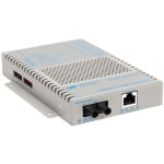 Omnitron OmniConverter 10/100/1000 PoE Gigabit Ethernet Fiber Media Converter Switch RJ45 ST Multimode 550m Wide Temp - 1 x 10/100/1000BASE-T; 1 x 1000BASE-SX; US AC Powered; Lifetime Warranty