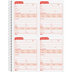 TOPS Service Call 2-part Spiral Message Slip Book - 200 Sheet(s) - Spiral Bound - 2 Part - Carbonless Copy - 5.50in x 4in Form Size - 8 1/4in x 11in Sheet Size - Red Print Color - 1 / Each