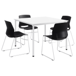 KFI Studios Dailey Square Dining Set With Sled Chairs, White/Black