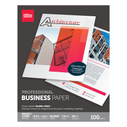 Office Depot Brand Professional Business Paper, Glossy, Double-Sided, Letter Size, White Pack Of 100 Sheets