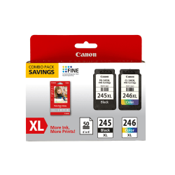 Canon PG-245XL/CL-246XL/GP-502 High-Yield Black And Tri-Color Ink Cartridges And Paper, Pack Of 2, 8278B005