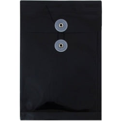 JAM Paper Open-End Plastic Envelopes, 6 1/4in x 9 1/4in, Black, Pack Of 12