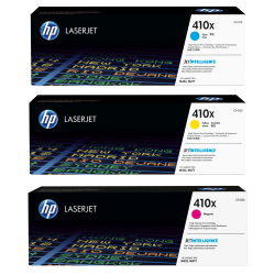 HP 410X High-Yield Cyan, Magenta, Yellow Toner Cartridges Combo, Pack Of 3, CF411X, CF412X, CF413X